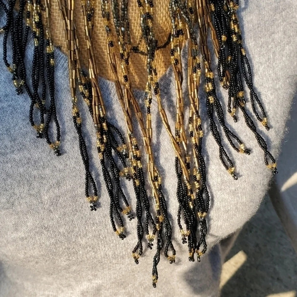 Vintage Gold Fringe‎ Beaded Choker - Picture 3 of 8
